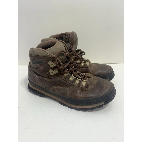 Vintage Timberland Euro Hiker Leather Boots Women's Size 9M Brown Lace Up Hiking - Picture 3 of 6